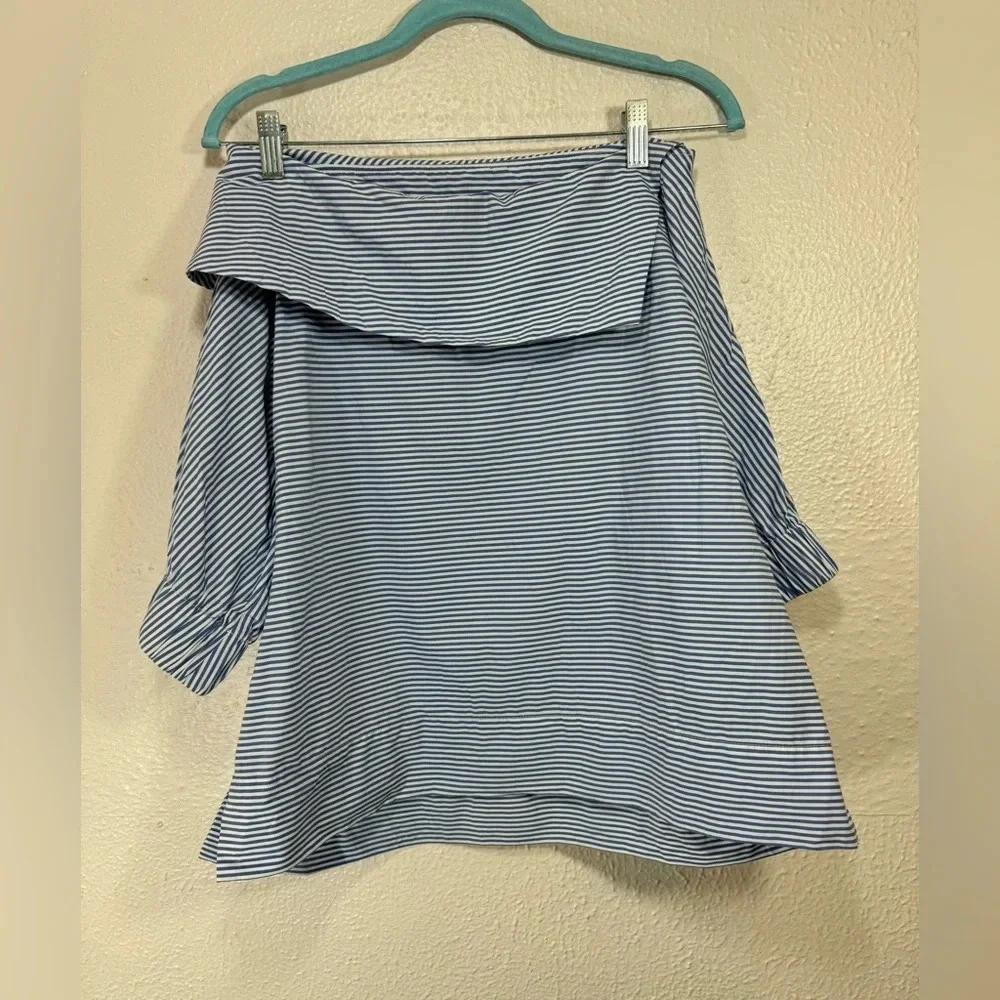 Finley Skipper Striped Nautical Poplin Top Women’s Medium - Picture 2 of 11